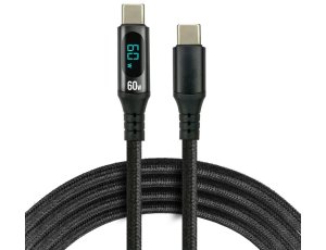 Kabel USB-C - USB-C EVERACTIVE z wyświetlaczem CBB-2PDL 60W 2 m Czarny