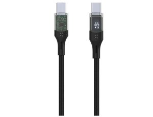 Kabel USB-C - USB-C FIXED z wyświetlaczem LCD 100W 1.2m Czarny