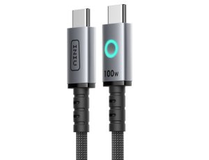 Kabel USB-C - USB-C INIU Leopard 100W 1.2 m Czarno-szary