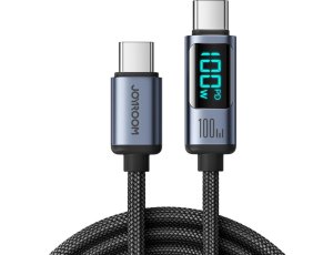 Kabel USB-C - USB-C JOYROOM z wyświetlaczem LCD PD 100W 1.2m Czarny
