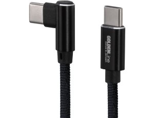 Kabel USB-C - USB-C kątowy GÖTZE & JENSEN Golden Line 1 m Czarny
