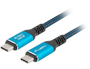 Kabel USB-C - USB-C LANBERG 240W 0.5 m Czarno-niebieski