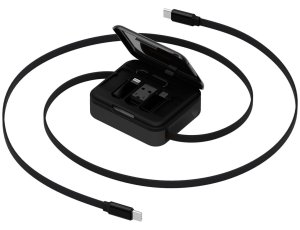Kabel USB-C - USB-C/Lightning/MicroUSB/USB-A ENERGEA Bazic GoCharge Loop 1 m Czarny