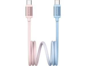Kabel USB-C - USB-C USAMS Bicolor Series SJ756 PD 60W 1.2 m Niebiesko-różowy