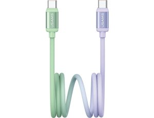 Kabel USB-C - USB-C USAMS Bicolor Series SJ756 PD 60W 1.2 m Zielono-fioletowy