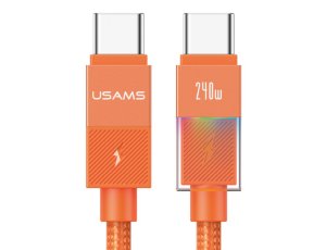 Kabel USB-C - USB-C USAMS U93 240W 1.2 m Pomarańczowy