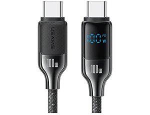 Kabel USB-C - USB-C USAMS z wyświetlaczem LCD HX Series SJ742USB02 100W 1.2m Czarny
