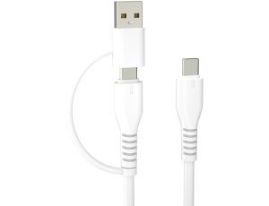 Kabel USB-C - USB-C/USB-A FOREVER 2w1 KR2W1-00 1.5 m Biały