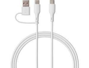 Kabel USB-C - USB-C/USB-A QUALO Recycling QRC-CC+A-00 2w1 1.5 m Biały