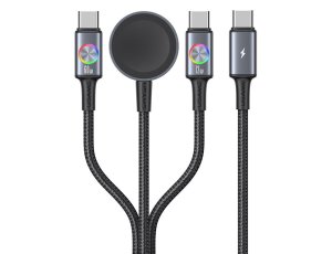 Kabel USB-C - USB-C/USB-C/MagSafe USAMS Huan Series SJ754 72W Szary