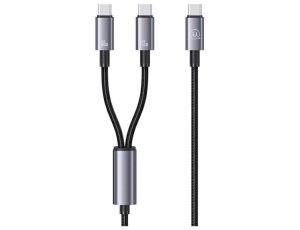 Kabel USB-C/USB-C - USB-C USAMS 2w1 72W 1.2m Czarno-szary