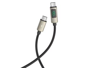 Kabel USB-C - USB-C VEN-DENS z wyświetlaczem LCD 100W 1.5 m Czarny