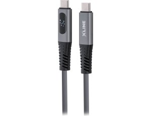 Kabel USB-C - USB-C XLINE z wyświetlaczem LCD 100W 1.5 m Szary