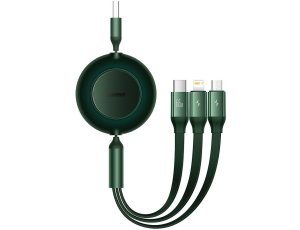 Kabel USB do Micro USB/Lightning/USB-C BASEUS Bright Mirror 3 3w1 66W 1.1 m Zielony