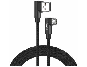 Kabel USB kątowy - Micro USB kątowy SAVIO CL-161 1m Czarny