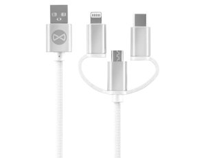 Kabel USB - Lightning/Micro USB/USB-C FOREVER WHP300 1.2m Biały