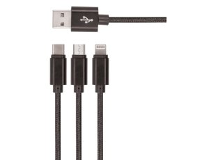 Kabel USB - Lightning/Micro USB/USB-C SETTY KN3W1 3w1 2A 1 m Czarny