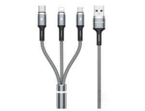 Kabel USB - Lightning/USB-C/Micro USB WEKOME WDC-119 3w1 Fython Series PD 1.2 m Srebrny