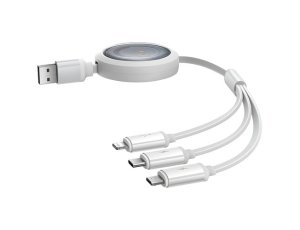 Kabel USB - Micro USB - Lightning -USB-C BASEUS Free2Draw 3w1 1.1m Biały