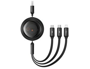 Kabel USB - Micro USB/Lightning/USB-C BASEUS Free2Draw 3w1 1.1m Czarny