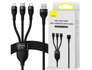 Kabel USB - Micro USB/USB-C/Lightning BASEUS Flash Series 3w1 1.2 m Czarny