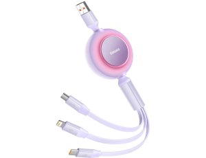 Kabel USB - Micro USB/USB-C/Lightning BASEUS Mirror 2 1.1m Fioletowy