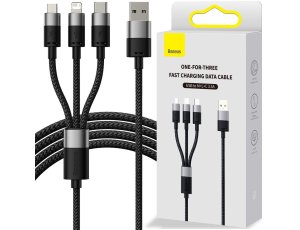 Kabel USB - Micro USB/USB-C/Lightning BASEUS StarSpeed 3w1 1.2 m Czarny