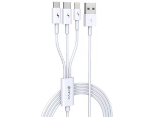 Kabel USB - Micro USB/USB-C/Lightning DEVIA 3w1 2A 1.2 m Biały