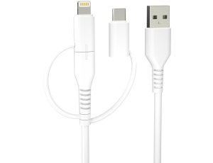 Kabel USB - Micro USB/USB-C/Lightning FOREVER 3w1 KR3W1-00 60W 1.5 m Biały