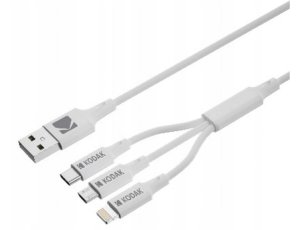 Kabel USB - Micro USB/USB-C/Lightning KODAK 3w1 1 m Biały