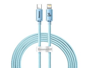 Kabel USB Typ-C - Lightning BASEUS Crystal Shine 2.4A 20W 1.2 m Jasno-niebieski