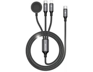 Kabel USB Typ-C/Lightning/Watch AWEI W23 1.2 m Czarny