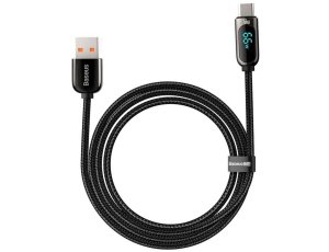 Kabel USB - USB-C BASEUS CASX020001 z wyświetlaczem LCD 66W 1 m Czarny