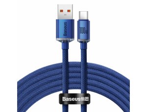 Kabel USB - USB-C BASEUS Crystal Shine 100W 2 m Niebieski