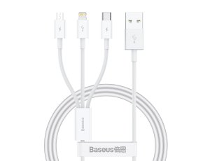 Kabel USB - USB-C/Lightning/Micro USB BASEUS Superior 3w1 1m Biały