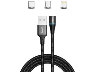 Kabel USB - USB-C Micro Lighting SAVIO CL-152 1 m