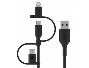 Kabel USB - USB-C/Micro-USB/Lightning BELKIN Boost Charge 1 m Czarny