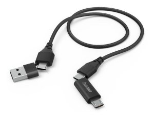 Kabel USB/USB-C - Micro USB/USB-C HAMA 4w1 1 m Czarny