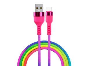 Kabel USB - USB-C SETTY KNA-C-1.22.113 1.2 m Tęczowy