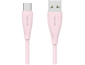 Kabel USB - USB-C USAMS Green Series SJ714 18W 1 m Różowy