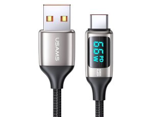 Kabel USB - USB-C USAMS SJ544USB02 z wyświetlaczem LCD 6A 1.2 m Biały