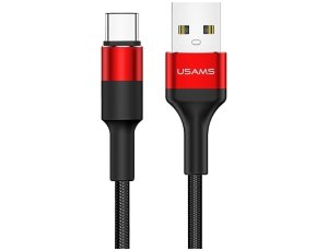 Kabel USB - USB-C USAMS U5 10W 1.2 m Czarno-czerwony