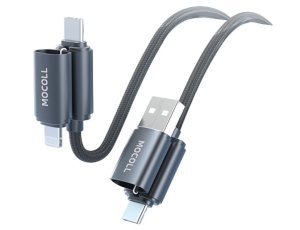 Kabel USB/USB-C - USB-C/Lightning MOCOLL Multi 4w1 60W 1.5 m Szary