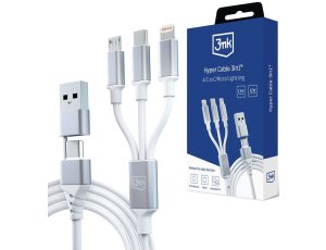 Kabel USB/USB-C - USB-C/Micro USB/Lightning 3MK Hyper Cable 3in1 1.5 m Biały