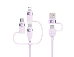 Kabel USB/USB-C - USB-C/Micro USB/Lightning USAMS U85 6w1 100W PD Fast Charge 2 m Fioletowy