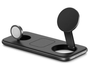 Ładowarka indukcyjna SATECHI STQTPMEA Trio Wireless Charging Pad 3w1 45W Qi2 Szaro-czarny