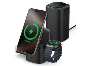 Ładowarka indukcyjna SPIGEN Essential EF223MS 3w1 QI2 Rotary MagSafe Czarny