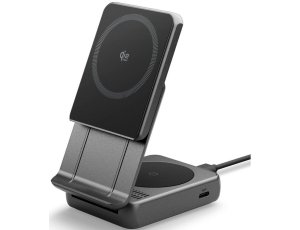 Ładowarka indukcyjna SPIGEN Essential EF302MOQ Qi2.2 2w1 MagSafe Czarny
