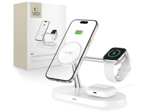 Ładowarka indukcyjna TECH-PROTECT A12 3in1 Magnetic 15W Biały MagSafe