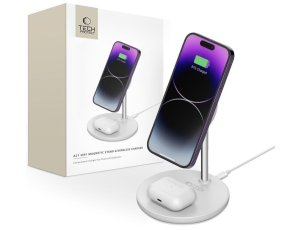 Ładowarka indukcyjna TECH-PROTECT QI15W-A21 2w1 Biały Qi MagSafe
